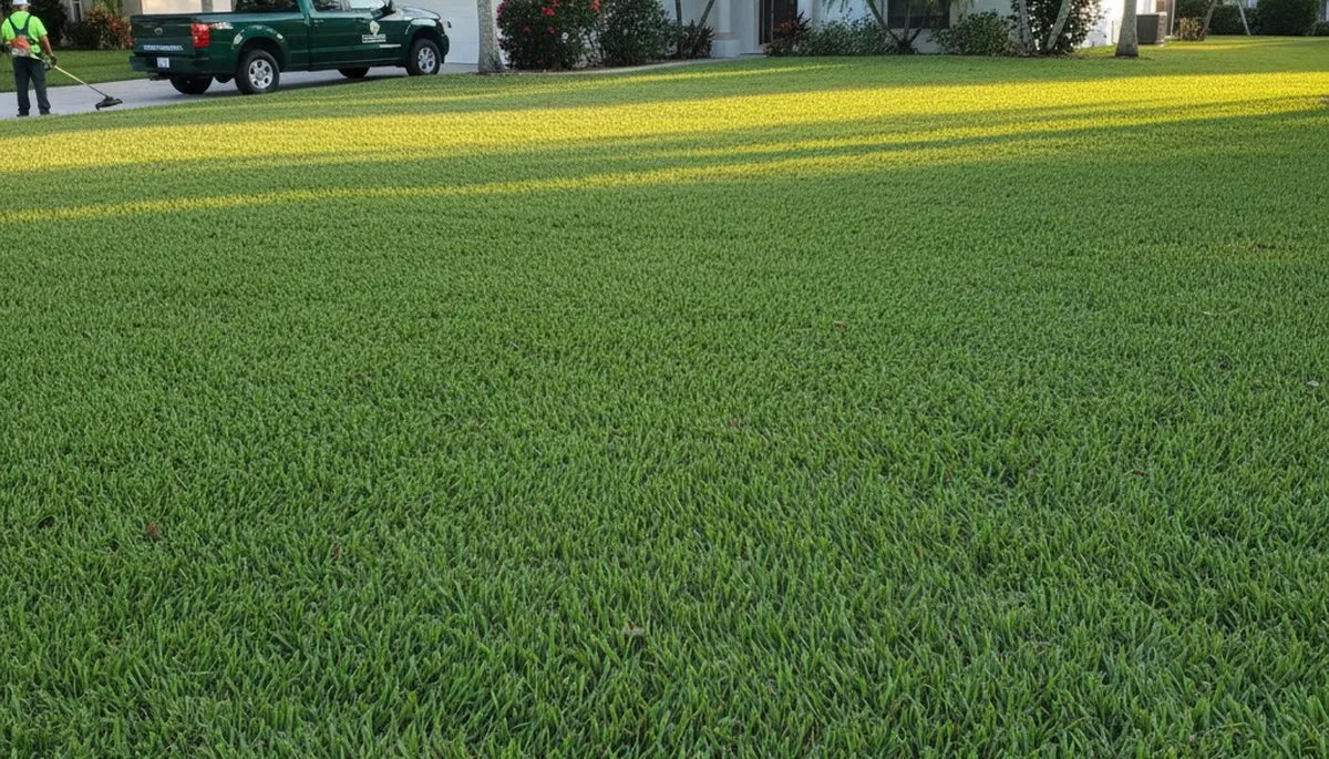Lush green residential lawn after professional landscaping service in Palm Harbor, FL