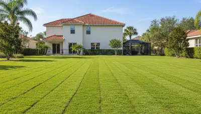 Newly installed vibrant green sod lawn in Palm Harbor FL showcasing professional landscaping results